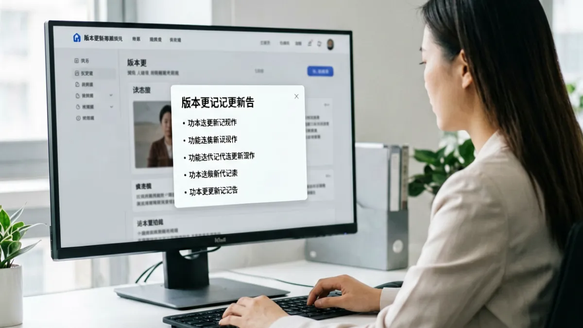51网站后台管理界面展示最新功能更新公告，编辑人员正在查看版本迭代日志